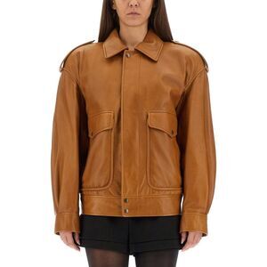 SAINT LAURENT Women's Double-Breasted Wool Blend Blazer Jacket Women BUFF Coats